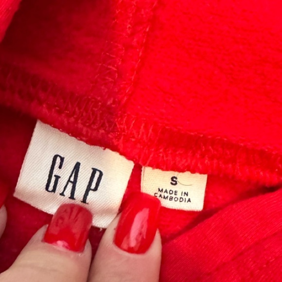 GAP Red Hoodie with Plaid Logo - Picture 3 of 7